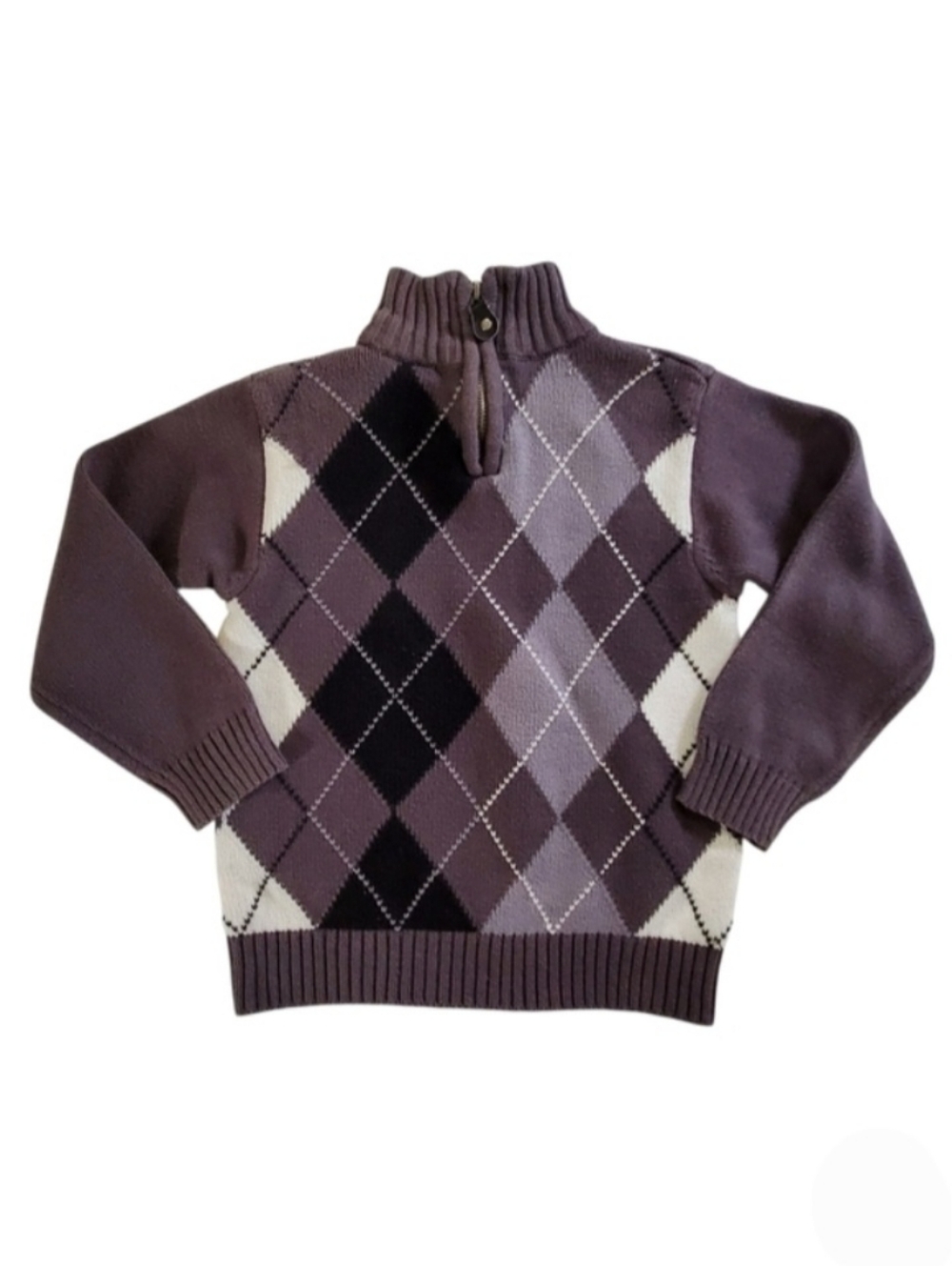 K1423 * Children's Place Argyle 1/4 Zip Sweater Charcoal Gray White Size S 5/6